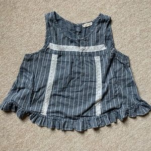 Tank top with lace and ruffle detail